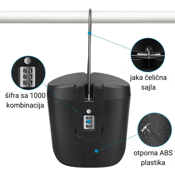 Mini vodootporni sef za plažu sa bravom – za telefon, novac i dokumenta
